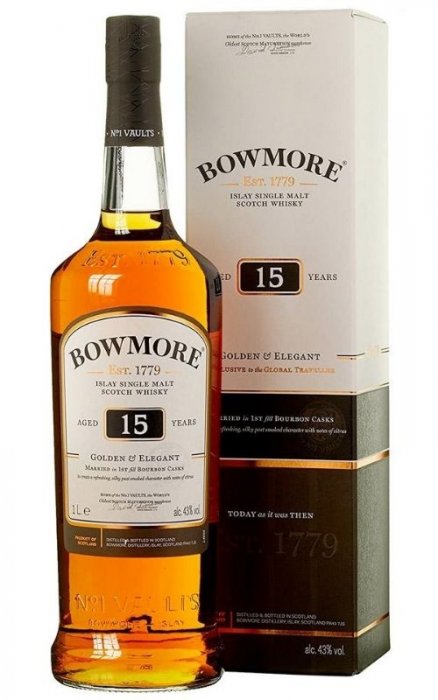 Bowmore 15 letá Golden & Elegant 1l