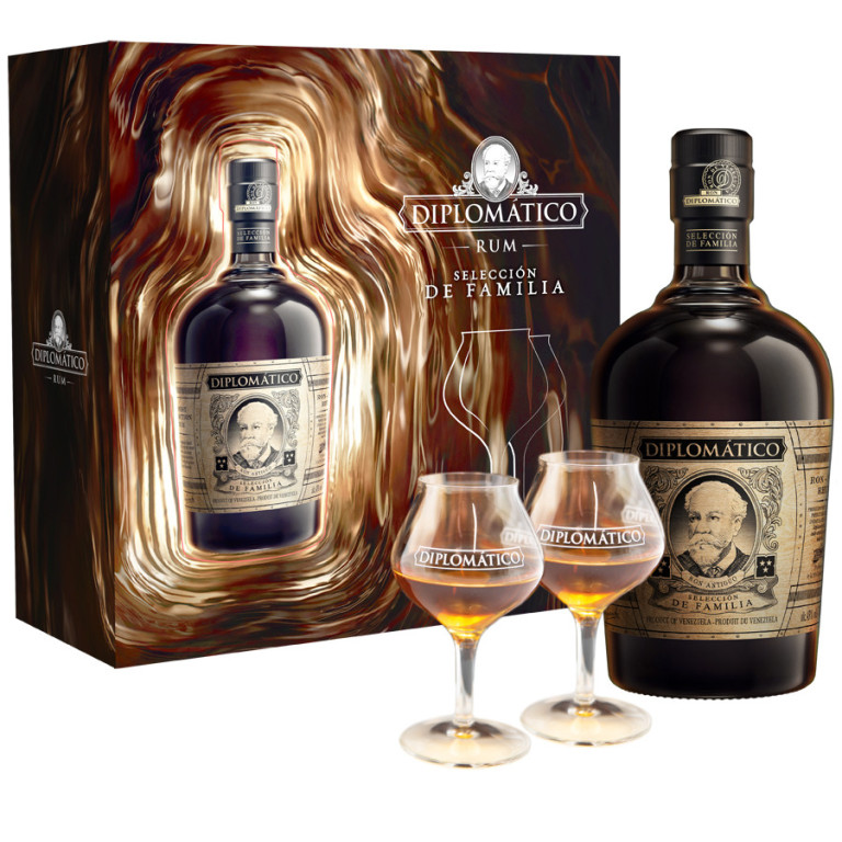 Diplomatico Seleccion de Familia + 2 sklenice 43% 0,7l (darčekové balenie 2 poháre)