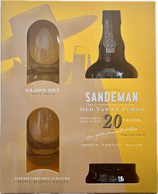 SANDEMAN TAWNY 20Y SKLO 20% 0,75l (dárkové balení 2 skleničky)